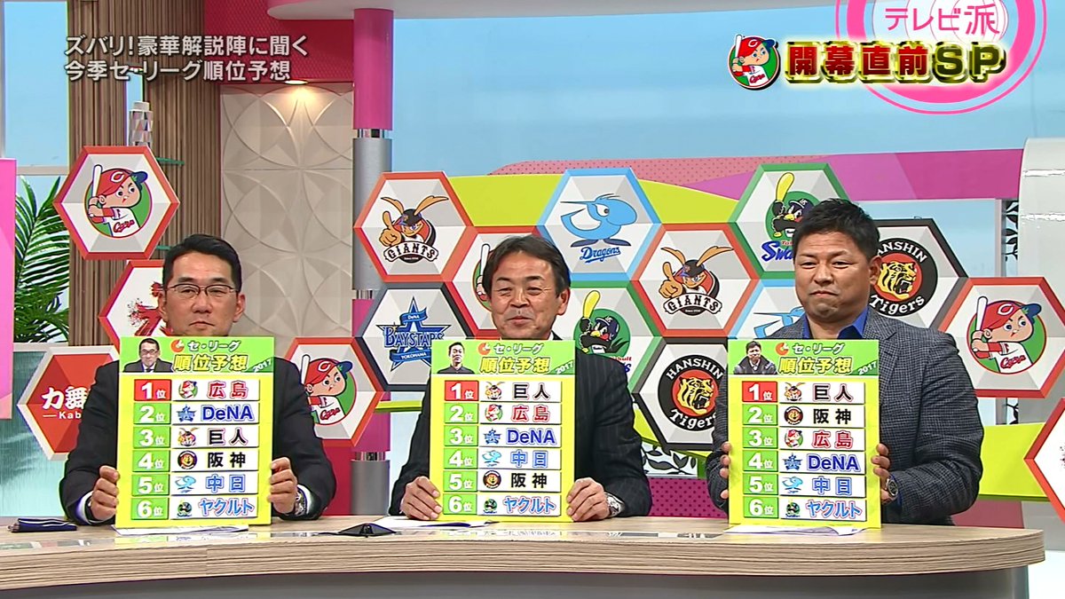 広島ローカル放送 ノムケン 水野 藪の2017セリーグ順位予想wwwwww
