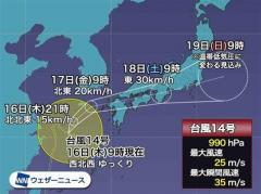 台風14号直撃で明日の西日本は荒天警戒 土曜日は東日本、北日本も雨風強まる