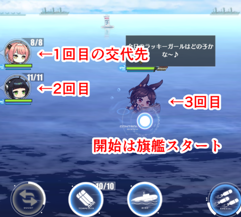 アズールレーン_通商破壊_潜水艦のコマンド_操作キャラ交代