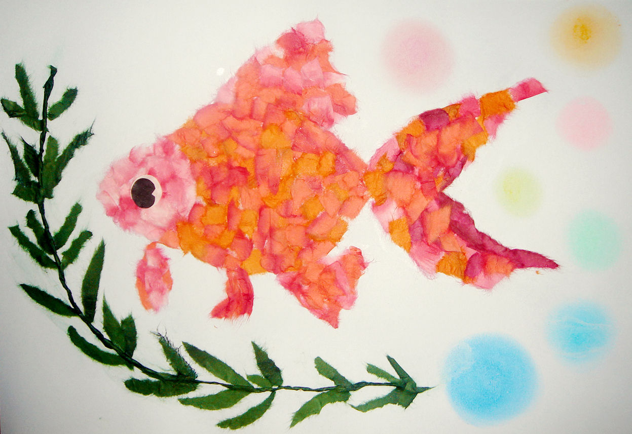 わかば課題 金魚 創作貼り絵作家 渡辺順子のblog わかば課題 金魚 創作貼り絵作家 渡辺順子のblog