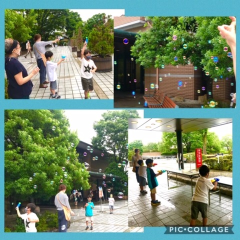 【kokokids】7/4　水でっぽうとシャボン玉で遊びました！