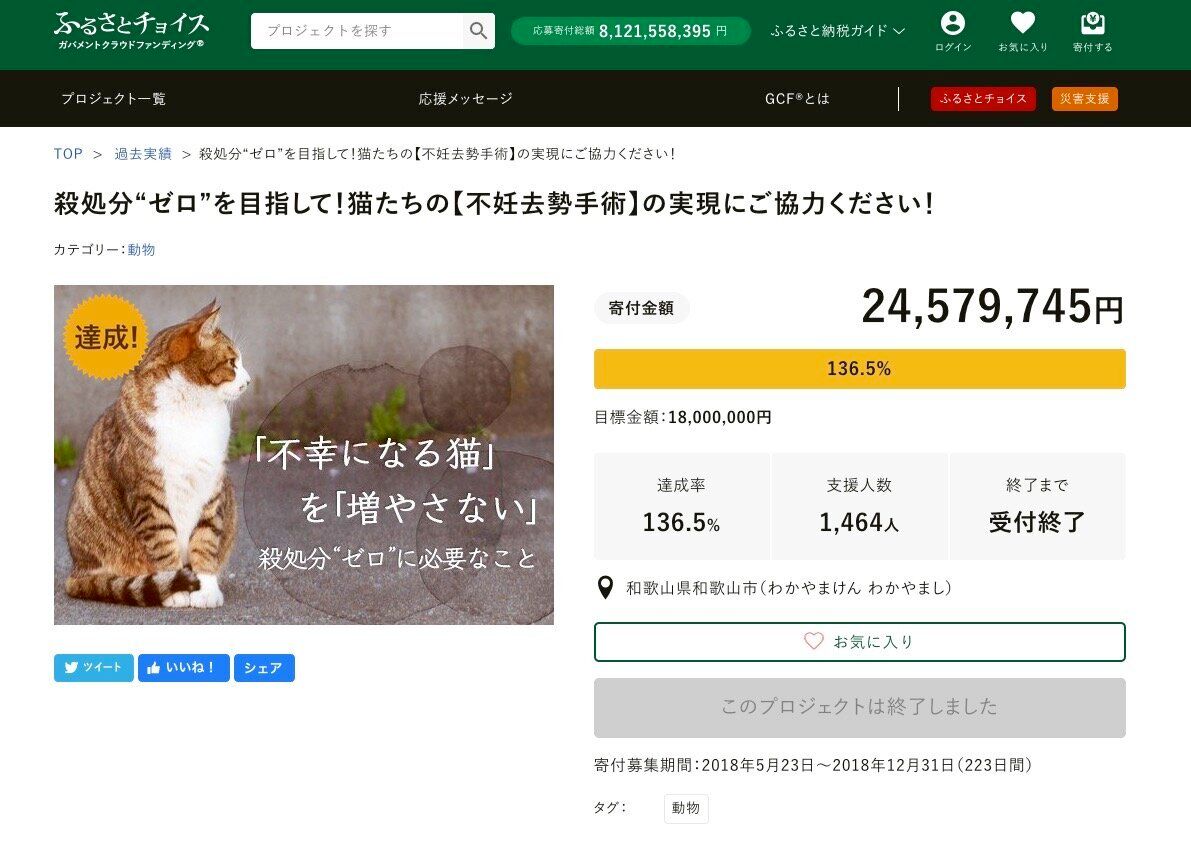 和歌山市のクラウドファンディングが物議。「大きな意味で動物愛護に使った」と市は説明（UPDATE）