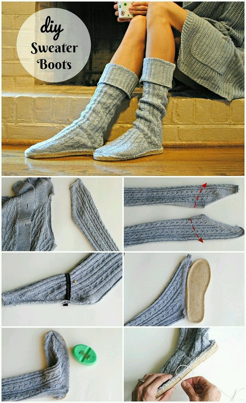 DIY Upcycled Sweater Boots