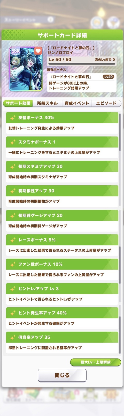 ウマ娘 サポート SSR夏私服ゼンノロブロイ 2