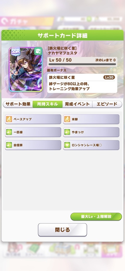 ウマ娘 サポート SSRナカヤマフェスタ2 3