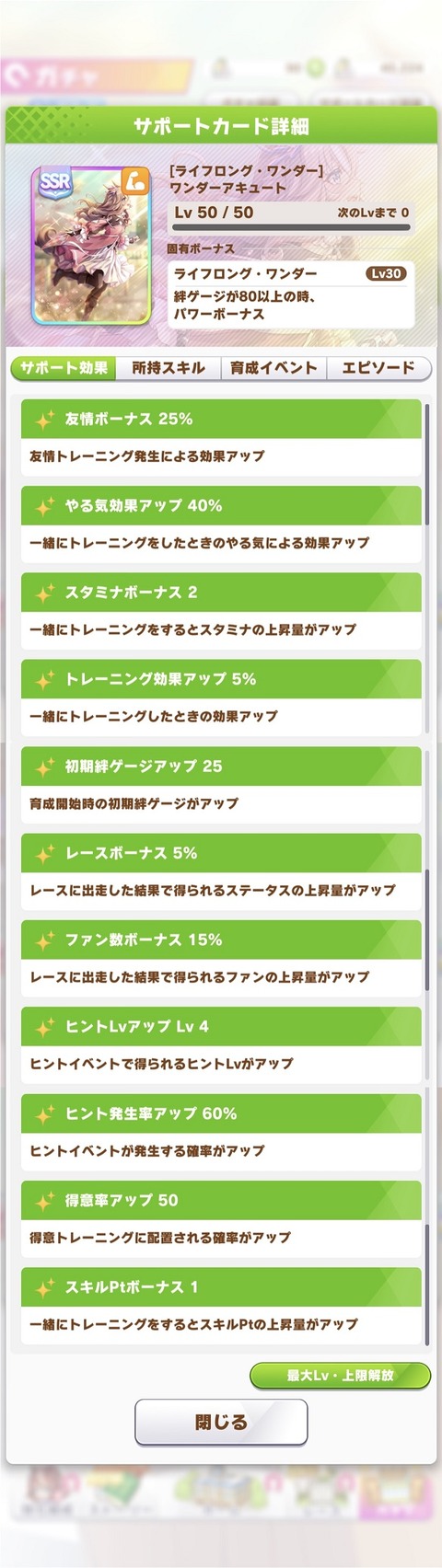 ウマ娘 サポート SSRワンダーアキュート 2