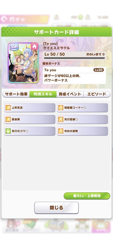 ウマ娘 サポート SSRケイエスミラクル 3