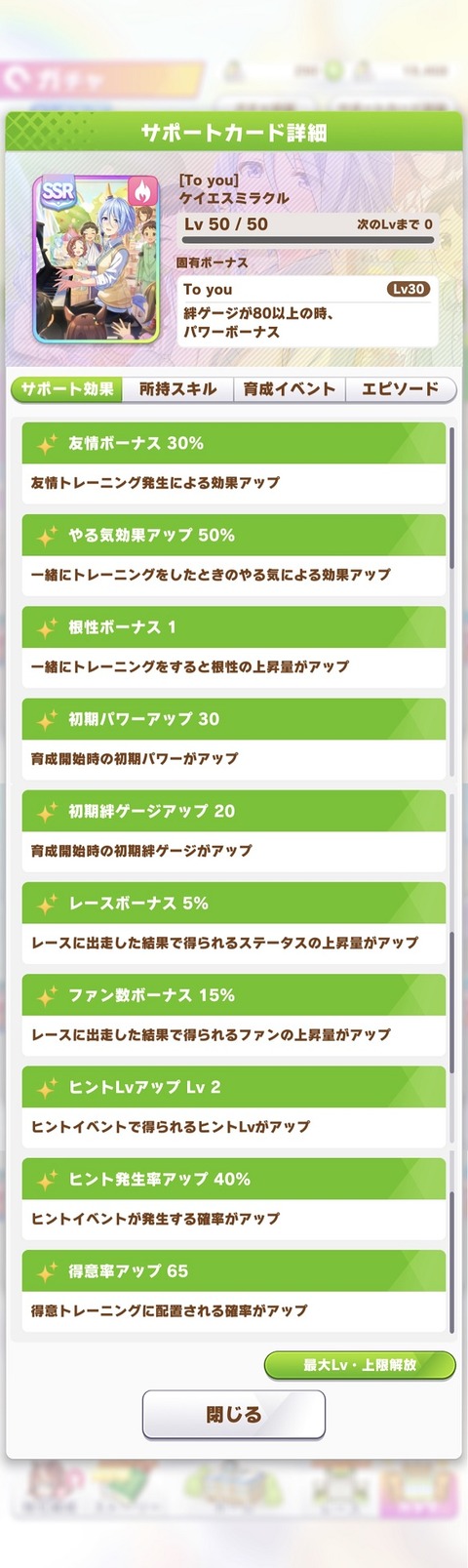 ウマ娘 サポート SSRケイエスミラクル 2