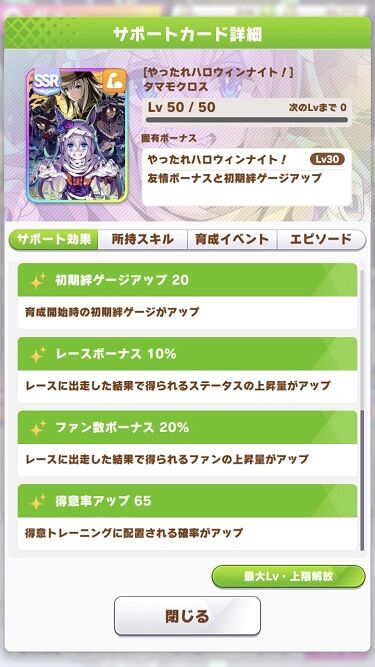 ウマ娘 サポート SSRハロウィンタマモクロス 3