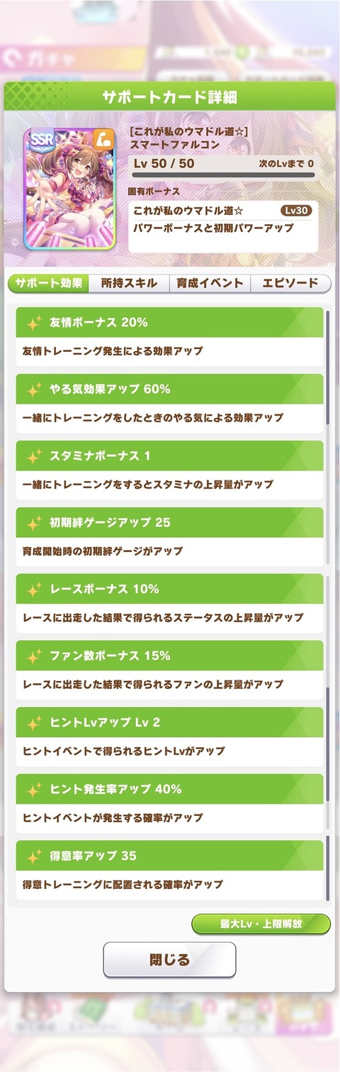 ウマ娘 サポート SSRスマートファルコン 2