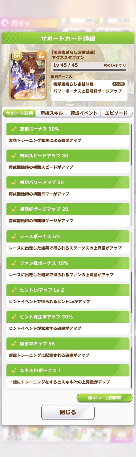 ウマ娘 サポート SR2アグネスタキオン 2