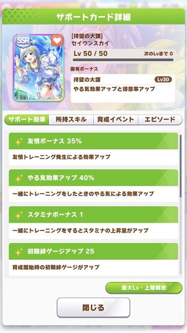 ウマ娘 サポート SSRセイウンスカイ 2
