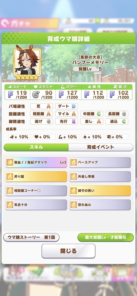 ウマ娘 育成キャラ バンブーメモリー 4