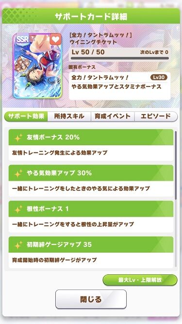 ウマ娘 サポート 水着ウイニングチケット 効果1