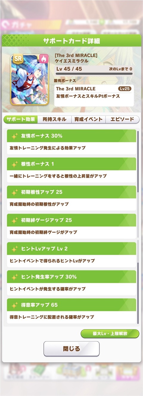 ウマ娘 サポート SRケイエスミラクル 2