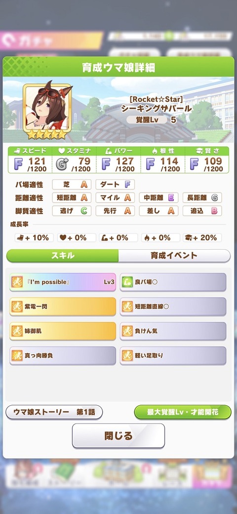 ウマ娘 育成キャラ シーキングザパール 5