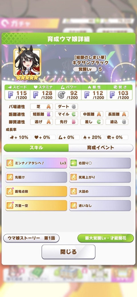 ウマ娘 育成キャラ 新衣装キタサンブラック 5