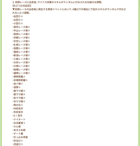 ウマ娘　2023824バランス調整　０３