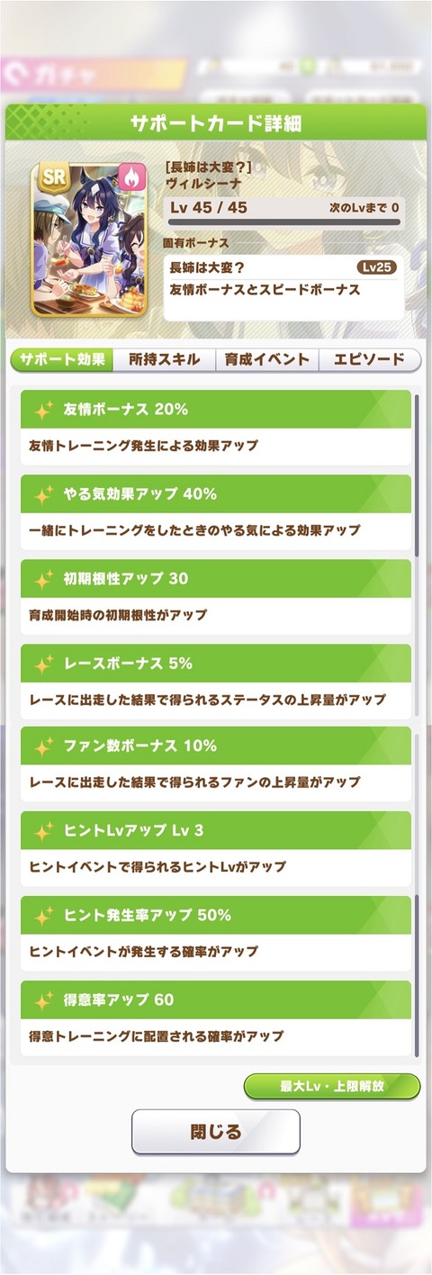 ウマ娘 サポート SRヴィルシーナ 2