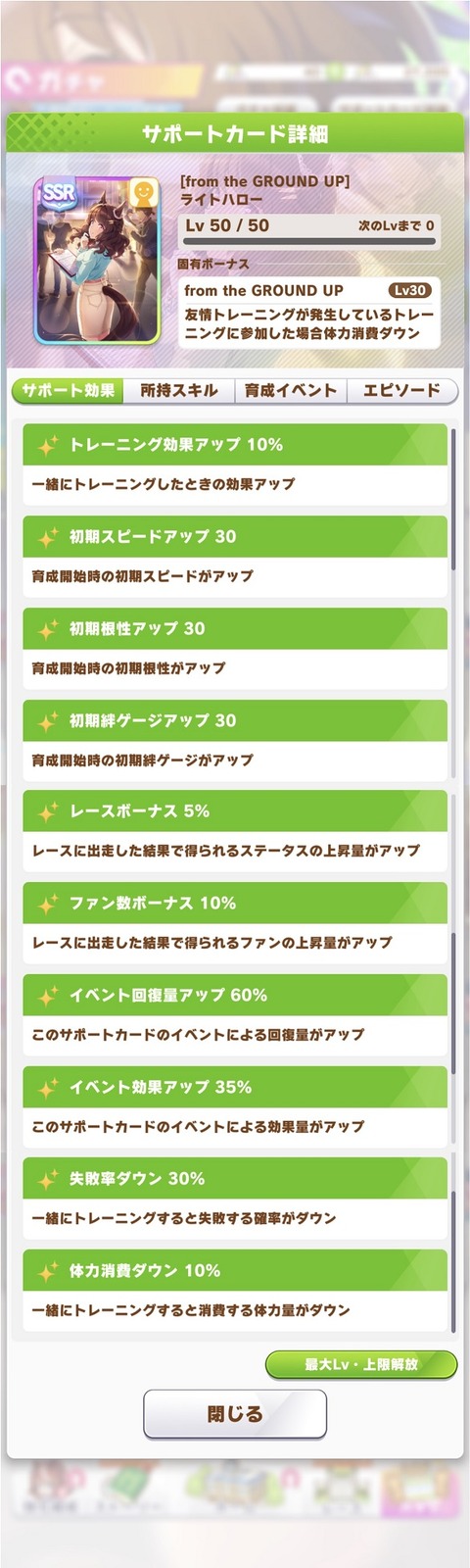ウマ娘 サポート SSRライトハロー 2