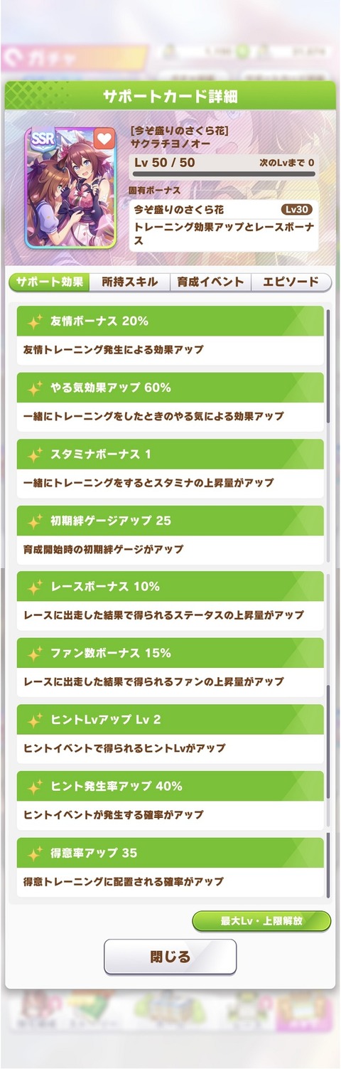 ウマ娘 サポート SSRサクラチヨノオー 2