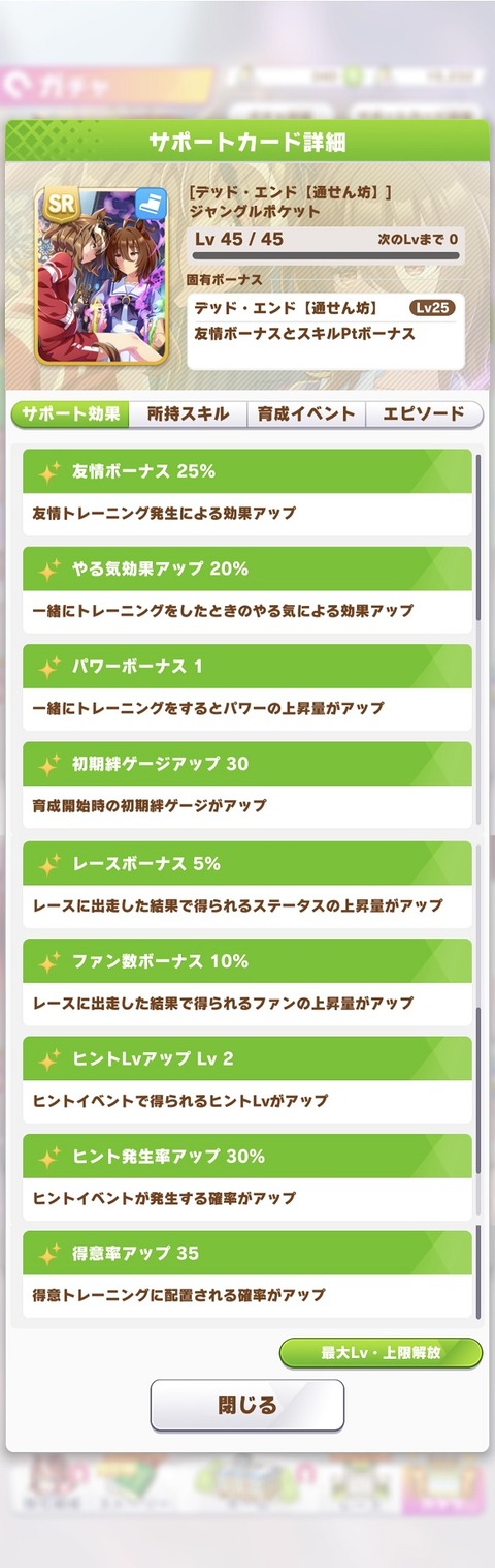 ウマ娘 サポート SRジャングルポケット 2
