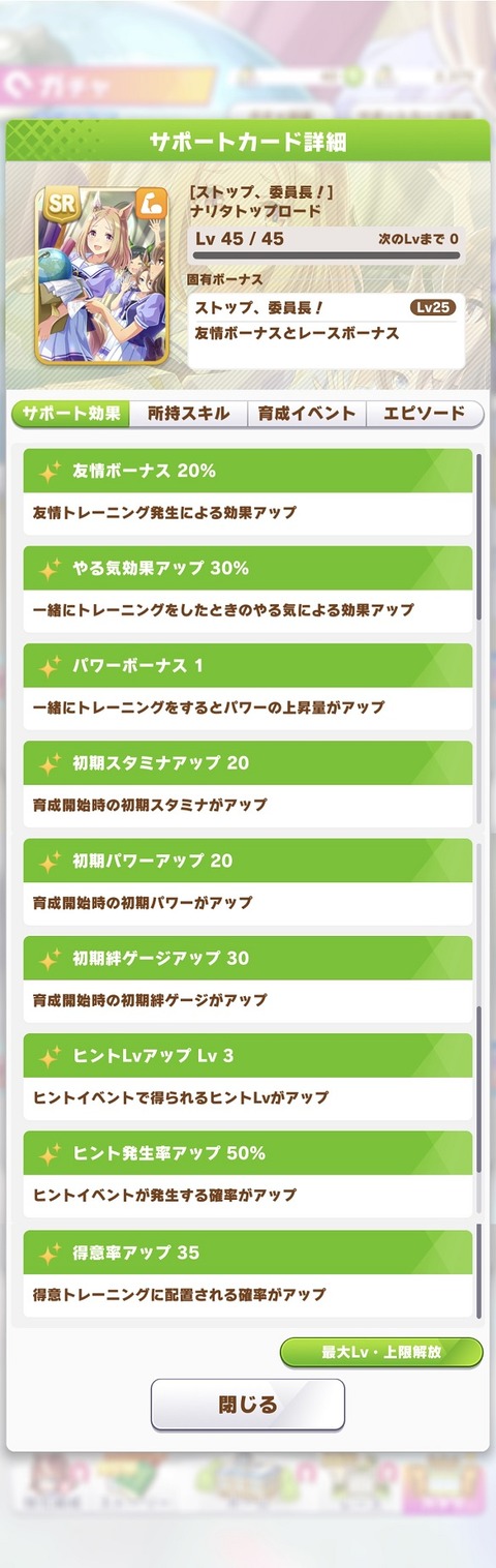 ウマ娘 サポート SRナリタトップロード 2