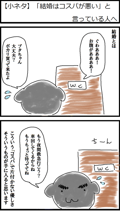 【小ネタ】「結婚はコスパが悪い」とか言っている人へ