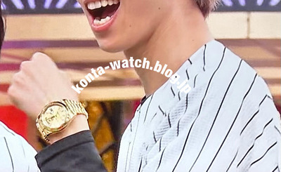 田中 樹（SixTONES）　ロレックス　デイデイト 40　シャンパン／バーインデックス文字盤　『Golden SixTONES』 より