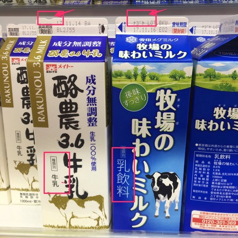【見分け方】「牛乳」と「乳飲料」って紛らわしすぎだろ : 今晩何食べよ