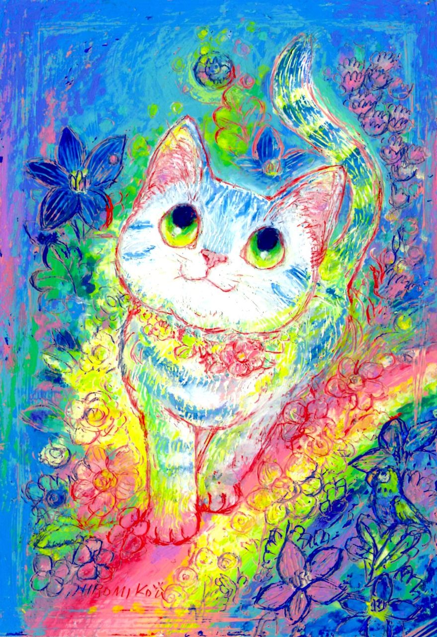 エコ絵画コンクール審査風景 と ネコ作品展示 小林ひろみ 絵語り絵通信