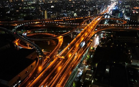 上野②夜の十字路(東大阪JCT)