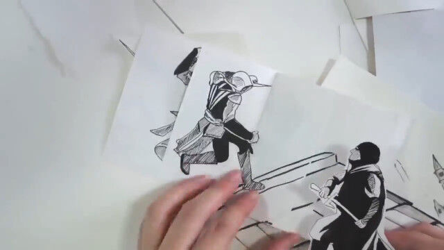 紙切れをパタパタ折りたたんでキャラクターを動かした、「アサシンクリード」のフリップアニメーション