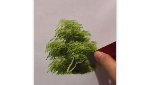 先に葉を描き、後から枝を描くという画法