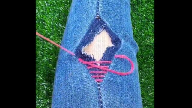 裁縫スキルが高いって凄い。そう思わされるジーンズの補修お手本映像
