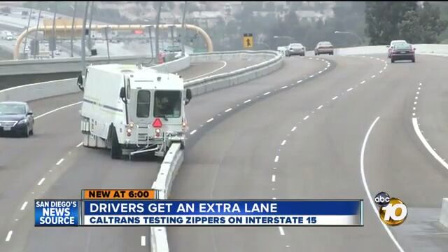 斜めに走りながら中央ラインをひとつずらす、カリフォルニア州運輸局の特殊車両