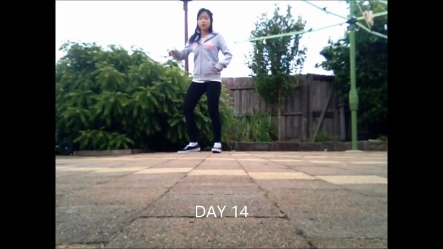 素人の女の子がダンスムーブを習得する、数週間の経過をまとめた成長記録映像