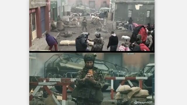 スタッフ大忙しの現場風景が面白い、「戦争」から「平和」へワンショットで場面転換する映像の舞台裏