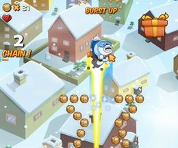 雲やコインを飛び渡り続けるホッキョクグマのふっ飛ばしゲーム Polar Bob