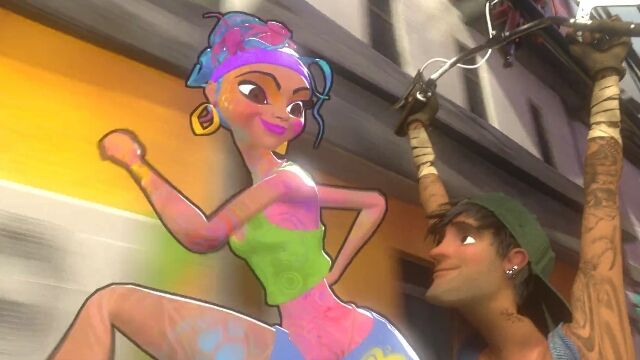 パトカーから逃げるペインターと、動き出したグラフィティの女性とを描いたCGアニメーション Canned