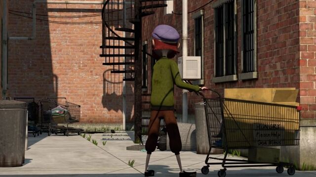 路地裏で不思議な鏡を見つけたホームレスを描いたCGアニメーション ECIRAVA