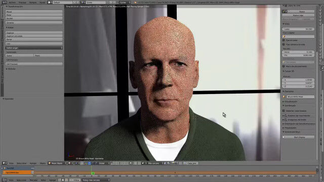 仮想粘土をこねこね。ブルース・ウィリスの立体CGを作っていく早回し映像