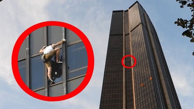 パリで最も高い超高層ビルの外壁を命綱なしで登ったポーランド人クライマー。屋上に到達したところで逮捕