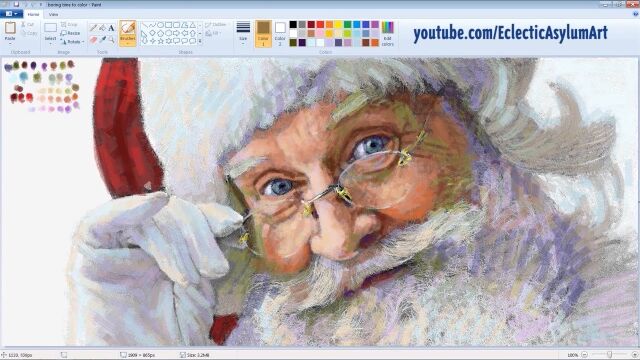 MSペイントで50時間かけて描いた、サンタさんのイラストを2分半で超早回し