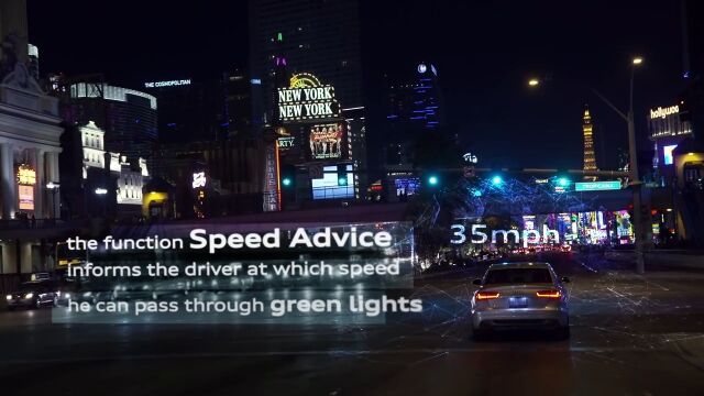 青信号で通過できるように最適な速度を指示してくれる、アウディの「Car-to-X」システム