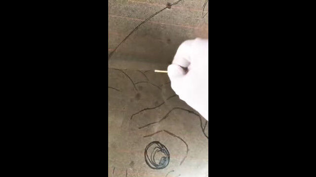 汚れきった車の窓にアートを描く早回し映像