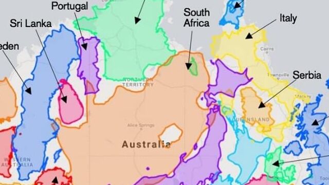 オーストラリアの大きさがよく分かる、各国との比較画像