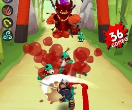 ゾンビを蹴散らし走り続ける忍者のアクションゲーム Ninja Slash