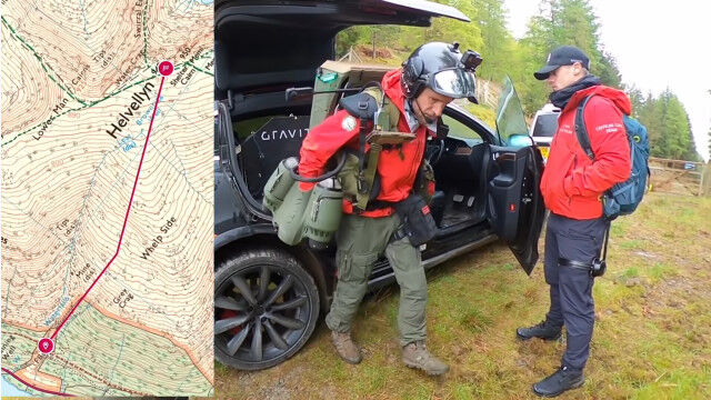救急隊員がアイアンマンのように駆けつける、ジェットスーツを使った山岳救助のテストフライト