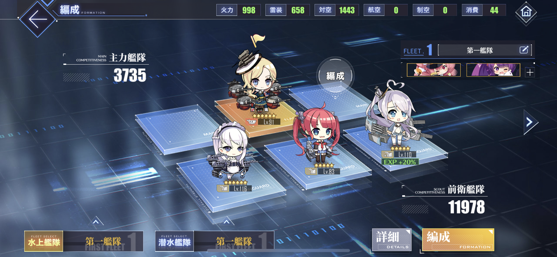 アズールレーン レベル上げ ７ ２と８ ４をどのくらいの編成で周回できるか ６ ２と６ ４も調査 わたしのオンラインメモ帳